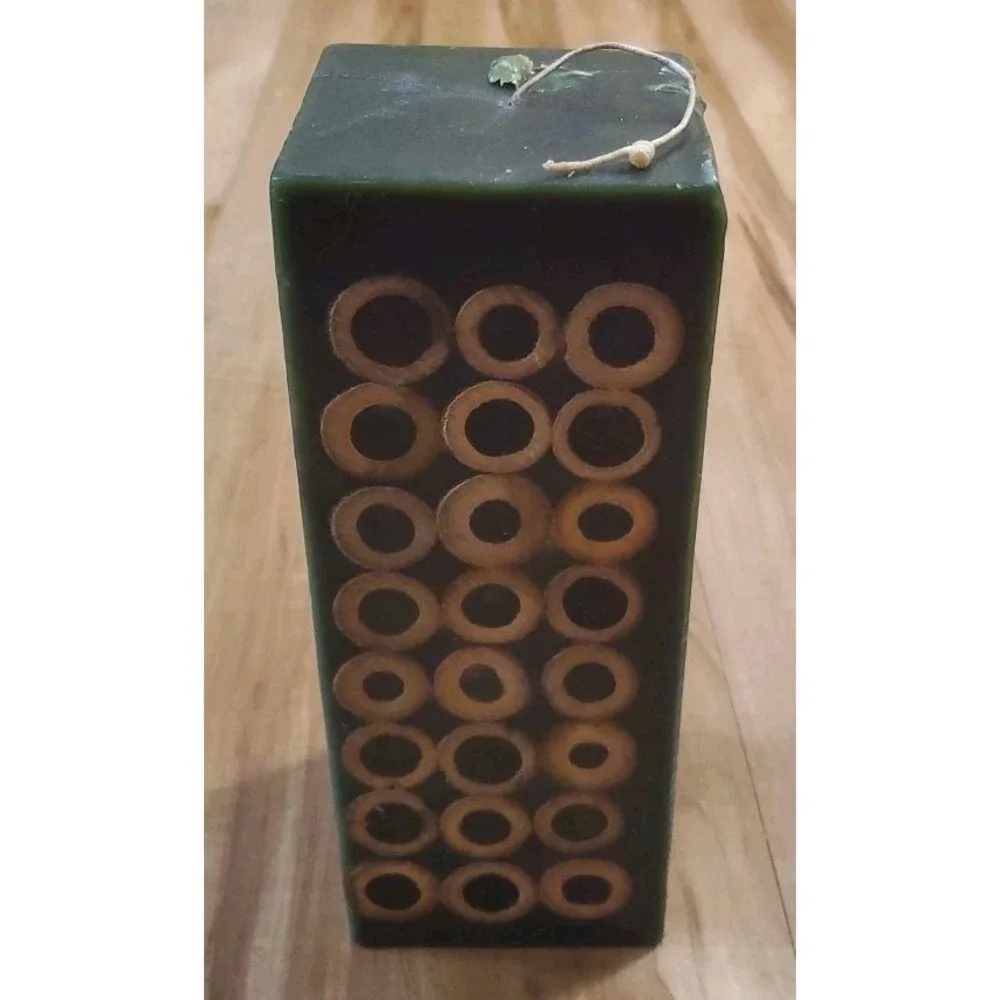 HUGE Pier‎ 1 Bamboo Candle Forest Green Unscented 10inch Tall